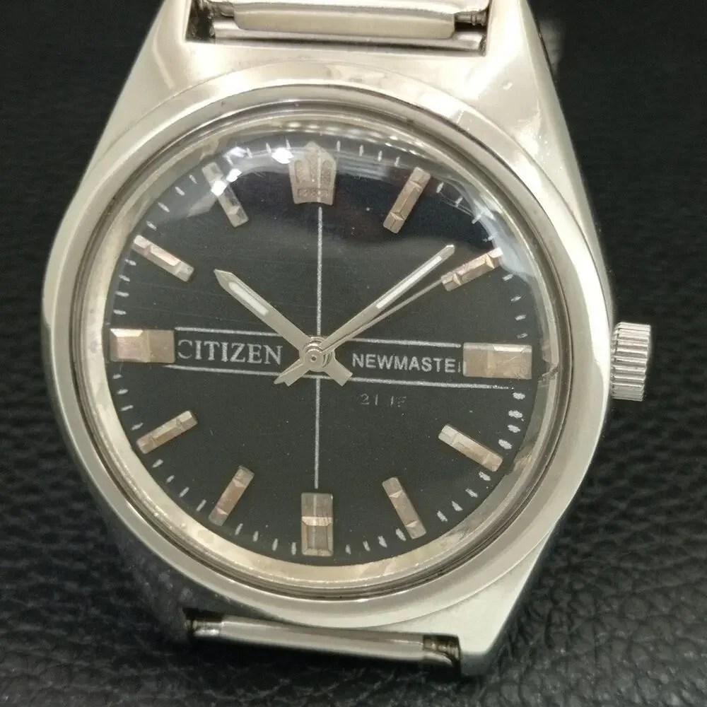 Vintage 1985 Citizen Manual Wound Mens Silver Watch & Silver accents